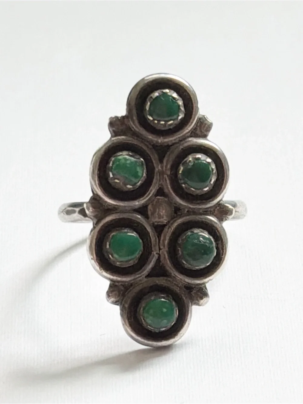 Vintage Southwestern Green Turquoise Snake Eye Sterling Silver Ring